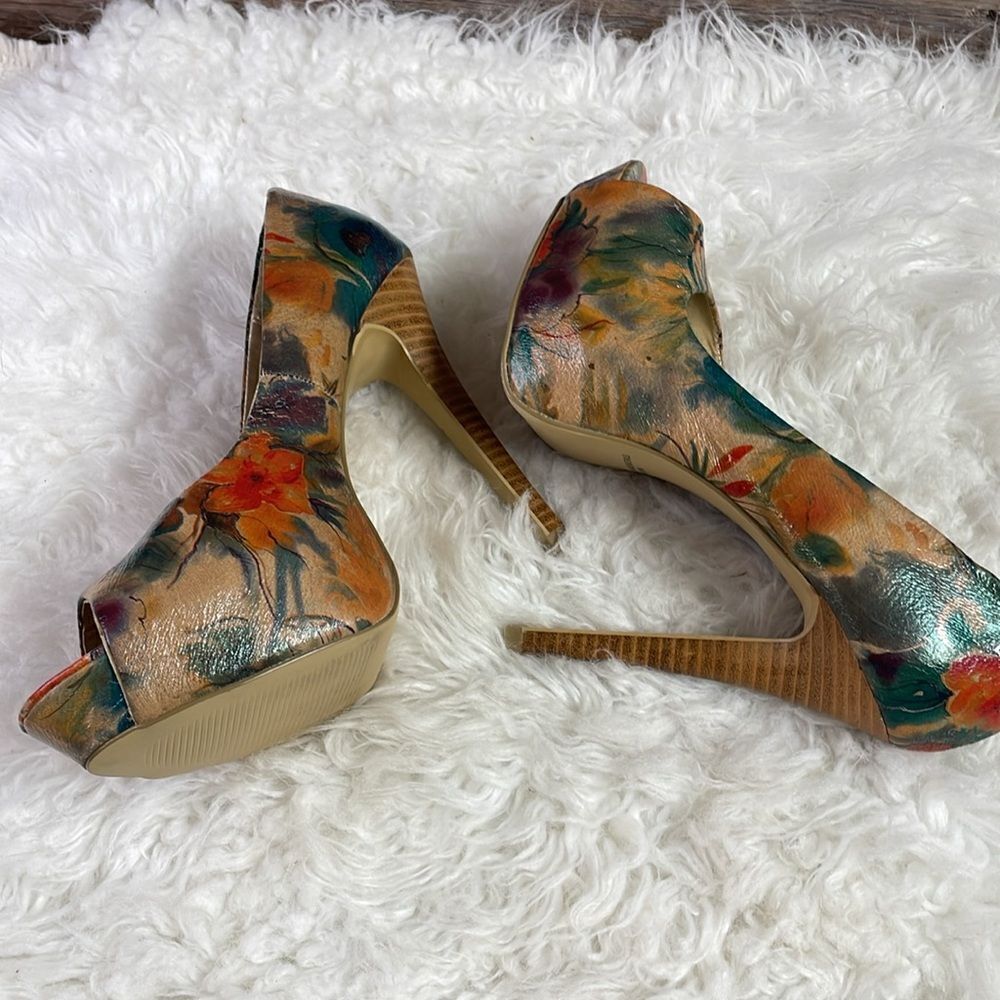 Diba Womens High Heel Stilettos Multi Color Floral Size 9M Floral Woodsy